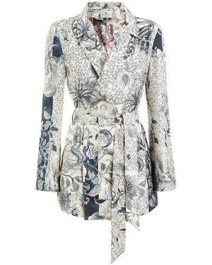 Etro Floral Printed Belted Jacket - White
