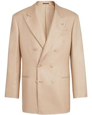 Brunello Cucinelli Peaked-Lapels Double-Breasted Blazer - Natural