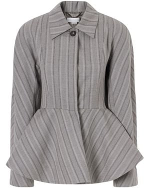 Stella McCartney Striped Peplum Tailored Jacket - Gray