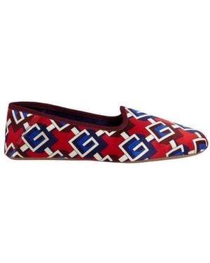 Gucci Geometric G-Printed Casual Loafers - Red