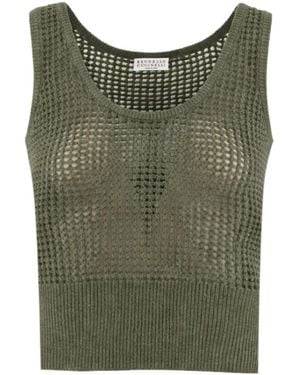 Brunello Cucinelli Sleeveless Knitted Tank Top - Green