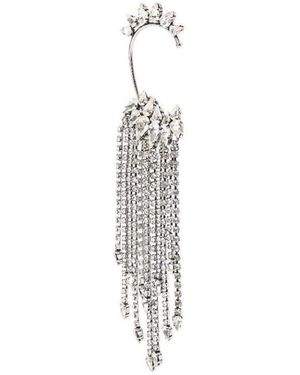 Saint Laurent Crystal Tassel Single Ear Clip - White