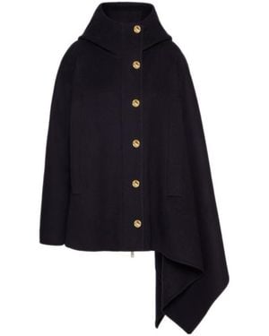 Valentino Asymmetric Hooded Coat - Blue