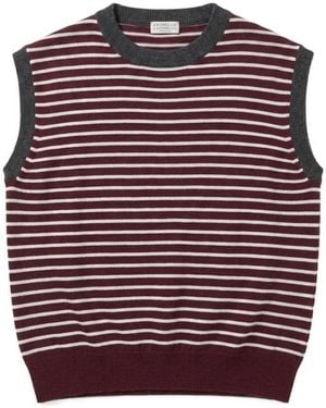 Brunello Cucinelli Striped Knit Sweater - Red
