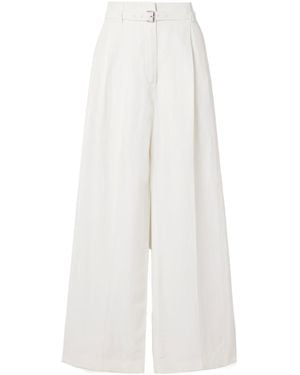 Proenza Schouler Jules Drawstring Pleated Wide-Leg Trousers - White
