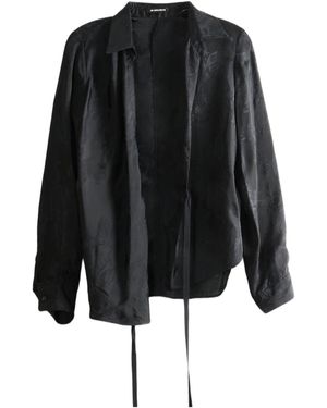 Ann Demeulemeester Alba Jacquard-Pattern Wrap Blouse - Black