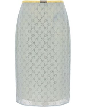Gucci Monogrammed Embellished Skirt - Grey