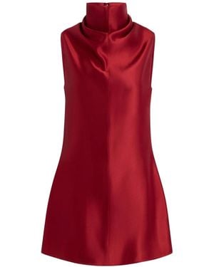 KHAITE Daria Turtleneck Sleeveless Dress - Red