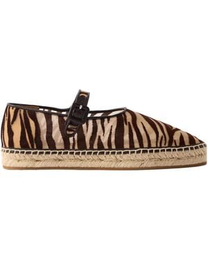 Loeffler Randall Leather-Trimmed Flocked Mesh Ballet Flats - Brown