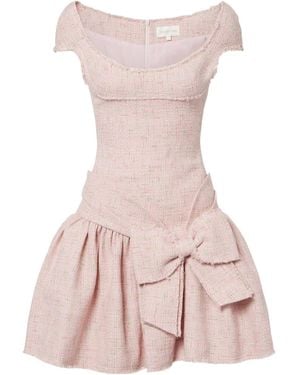 ShuShu/Tong Bow-Detail Distressed Tweed Minidress - Pink