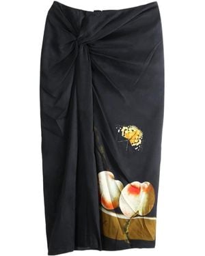 Dries Van Noten Printed Midi Skirt - Black