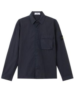Stone Island Logo Patch Long Sleeved Jacket - Blue