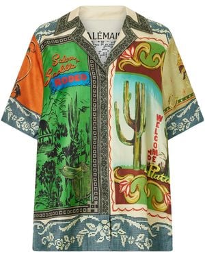 ALÉMAIS Printed Silk-Twill Shirt - Green