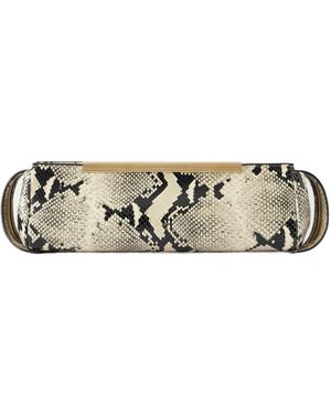 KHAITE Minimalist Snake-Print Clutch - Metallic