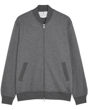 Brunello Cucinelli Zip-Through Cotton-Blend Sweatshirt - Gray