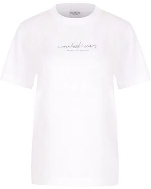 Brunello Cucinelli Round-Neck Short-Sleeved T-Shirt - White