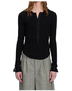 Ann Demeulemeester Pointelle-Knit T-Shirt - Black