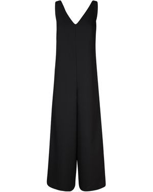 Herno Relaxed Fit Wide Leg Jumpsuit - Black