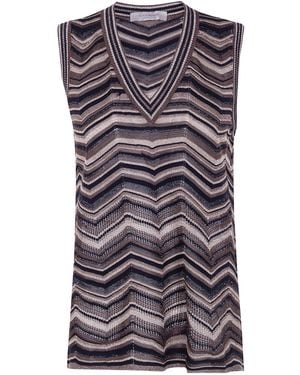 D.exterior Chevron Long Knitted Top - Purple