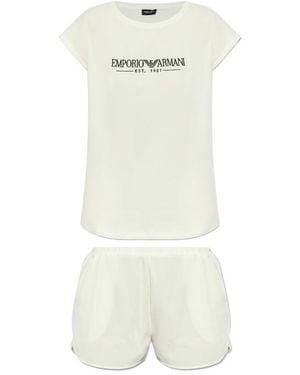 Emporio Armani Logo Pajama Set - White