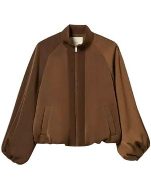 Twinset Casual Zip-Up Jacket - Brown