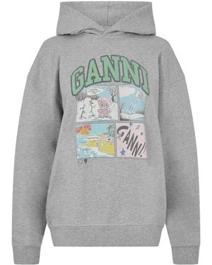 Ganni Oversized Overhead Hoodie - Gray