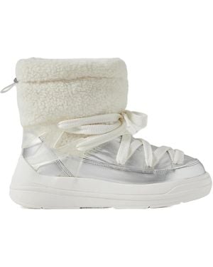 Moncler Insolux M Rubber-Trimmed Fleece, Metallic Shell And Leather Snow Boots - White
