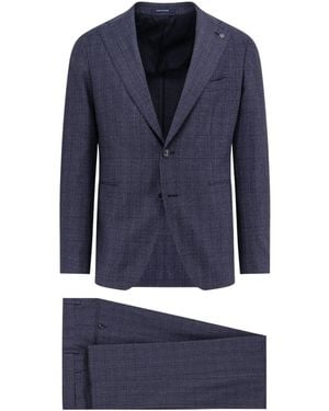 Tagliatore Two-Piece Set: Long-Sleeve Suit Jacket And Trousers - Blue
