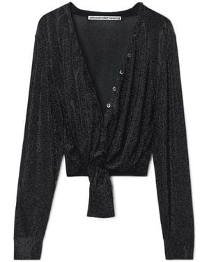 Alexander Wang Knotted Deep V-Neck Cardigan - Black