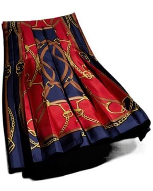 Gucci Printed Silk Twill Midi Skirt - Red
