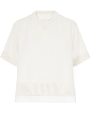 Sacai Shell-Trimmed T-Shirt - White