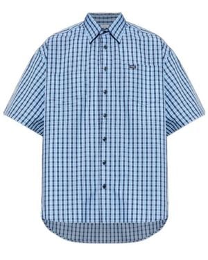 Vetements Logo Patch Checked Short-Sleeve Shirt - Blue