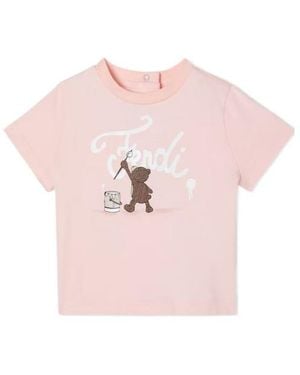 Fendi Teddy-Bear Print T-Shirt - Pink