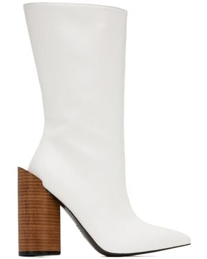 Pushbutton Heart Pointed Boots - White