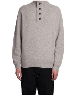 Barbour Buttoned High-Neck Knit Sweater - Gray