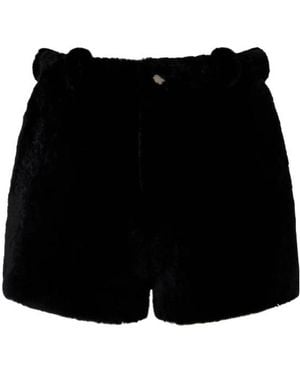Nour Hammour Leontine Shearling Shorts - Black