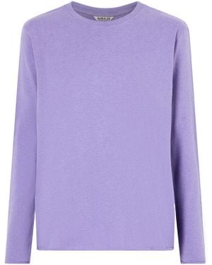 AURALEE Rolled-Edge Long-Sleeve T-Shirt - Purple