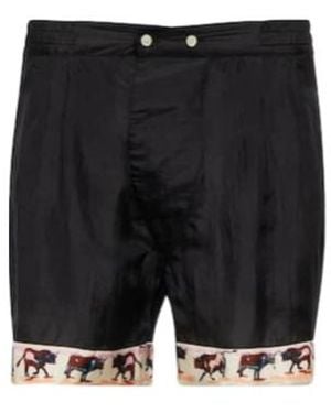 Bode Taureau Printed Silk Boxers - Black