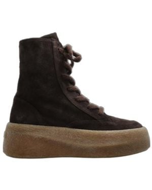 Vic Matié Round-Toe Lace-Up Ankle Boots - Black