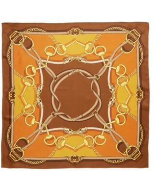 Gucci Reversible Printed Silk Twill Carre - Orange