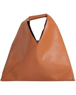 MM6 by Maison Margiela Large Solidcolor Leather Tote Bag - Brown