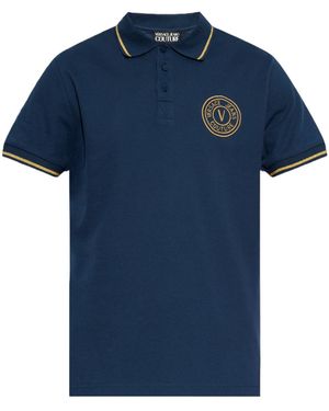 Versace Jeans Couture Couture Logo Embroidered Polo Shirt - Blue