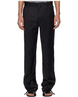 HELIOT EMIL Derby Tailored Belt Loop Wool Casual Trousers - Black