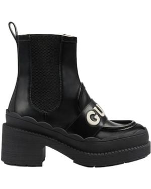 Gucci 60Mm Logo-Lettering Leather Boots - Black