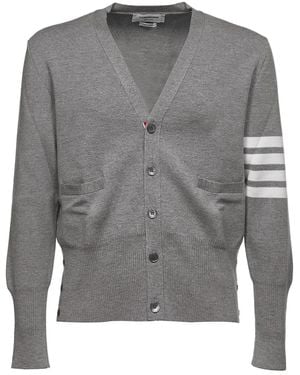 Thom Browne 4-Bar Milano Stitch Cardigan - Gray