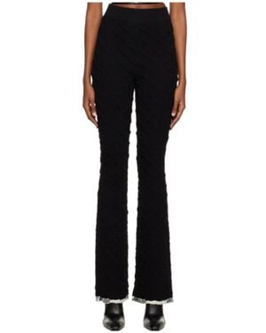 Ambush High-Waisted Monogram Flared Pants - Black