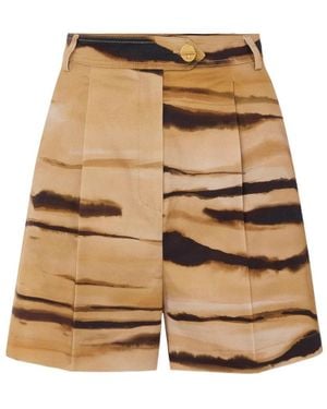 Elisabetta Franchi Tiger Printed Drill Shorts - Natural