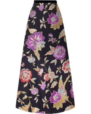 Valentino Floral Pattern Midi Skirt - Purple