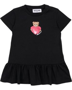 Moschino Logo-Print Ruffled Dress - Black