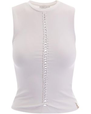 Patrizia Pepe Braided-Detail Sleeveless Top - White